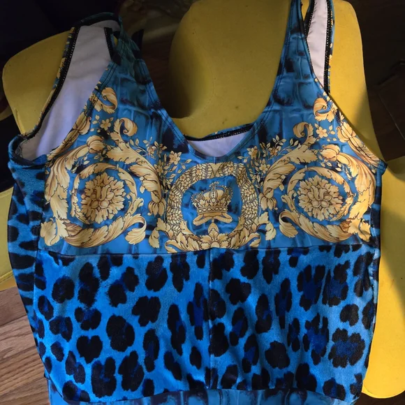 Elegant Blue and Gold Women's Pants& Top